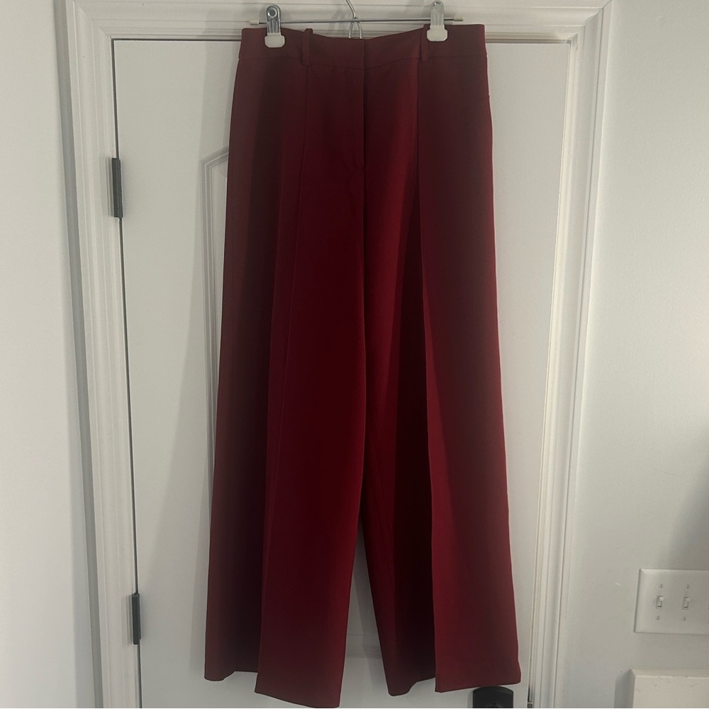 Milly Hayden Pintuck Wide-Leg Women's Pants, Burgundy, Size 8